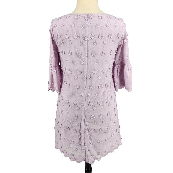 Ann Taylor Floral Embroidered Shift Dress - Size 12 - Lavender - 3D Flowers - Picture 5 of 8